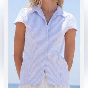 Brandy Melville Light Blue and White Striped Shirt